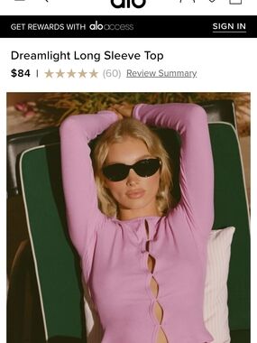 ALO Yoga Dreamlight Long Sleeve Top in Lavender Pink